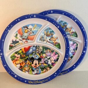 Walt Disney World Parks Souvenir Divided Plate 10" Melamine Mickey Minnie Dumbo
